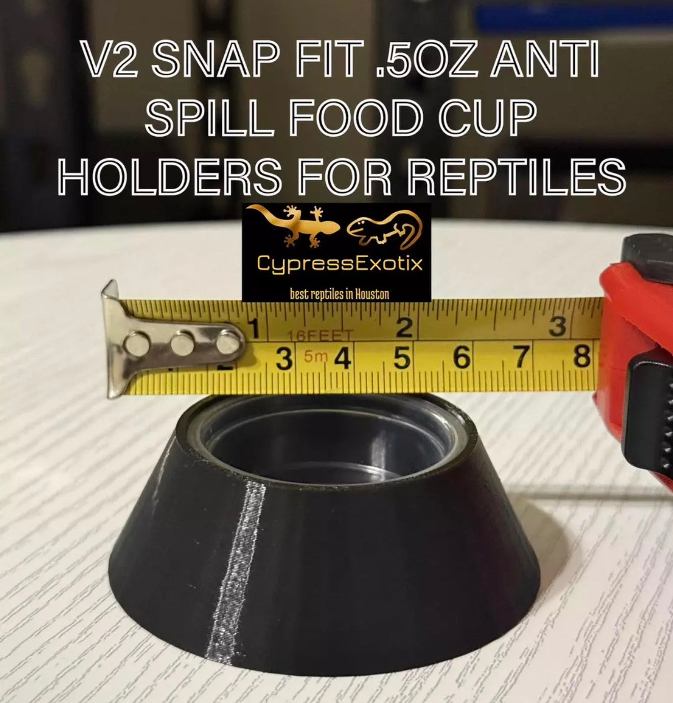 V2 -0.5oz Anti Spill Food Cup Holders For Reptiles/Small Pets