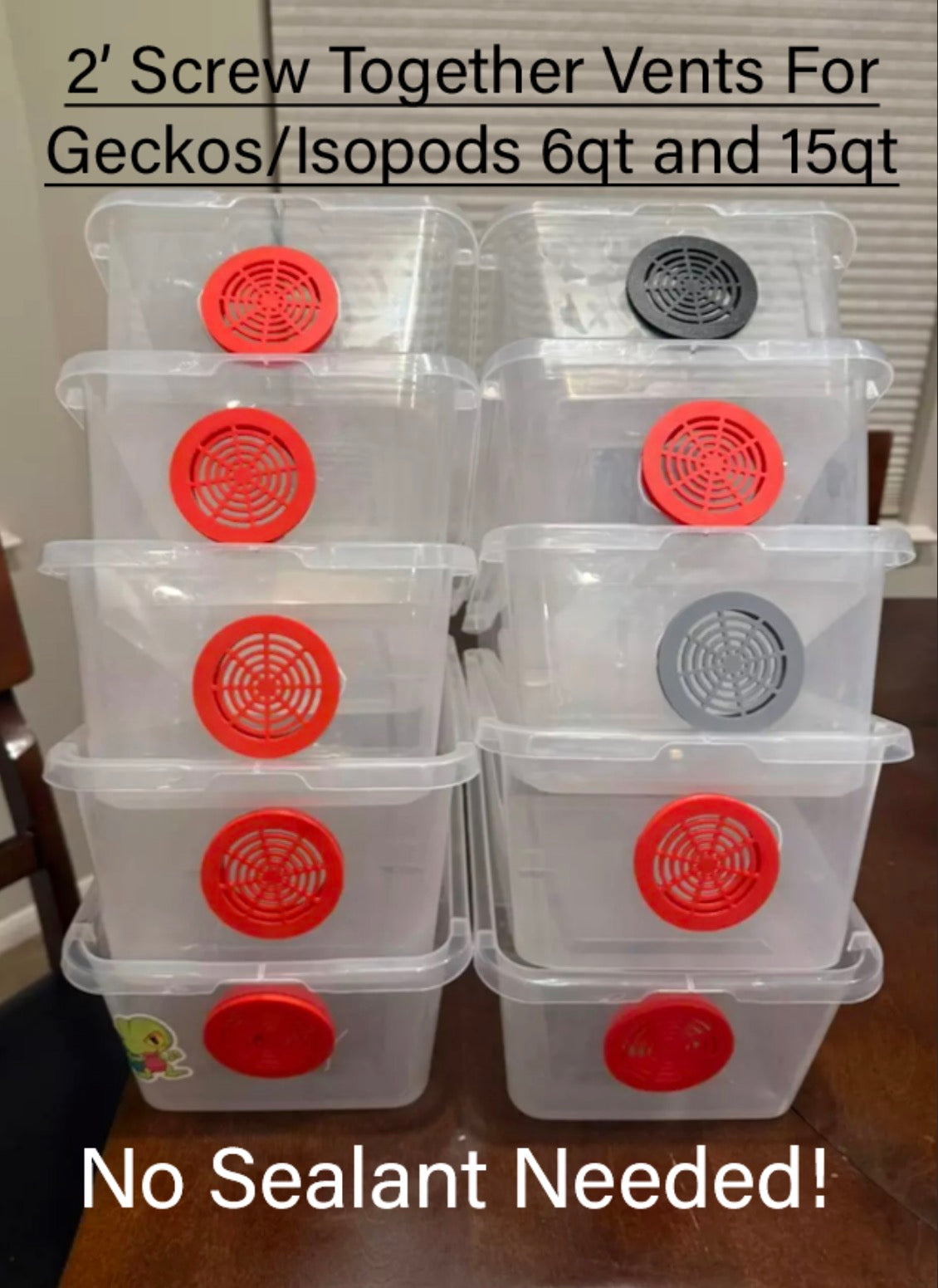 5CT 2" Screw Together Vents for 6 and 15QT Gecko and Snake Tubs No Sealent Required