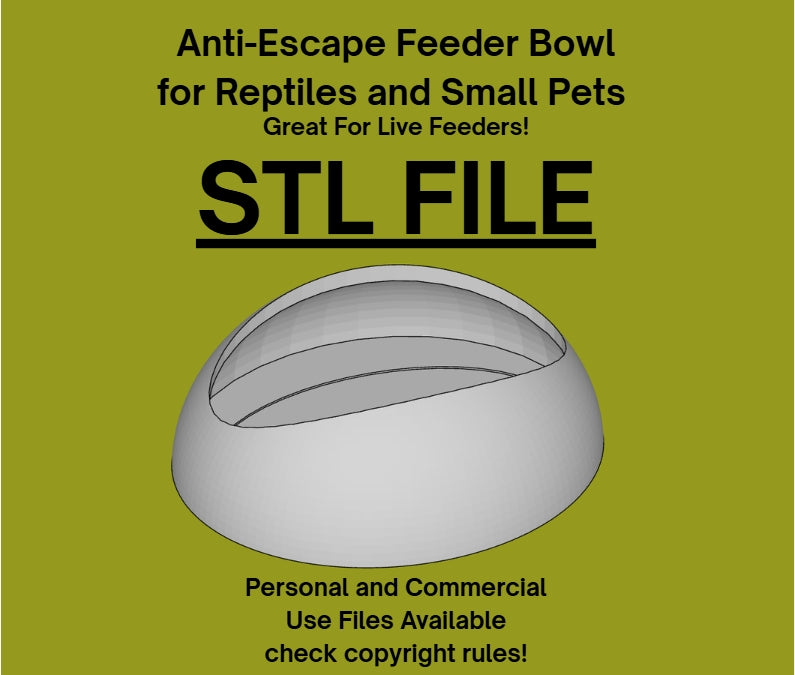 STL Anti-Escape Live Feeder Dish for Reptiles, Personal and Commercial Use STL Files for 3D printing